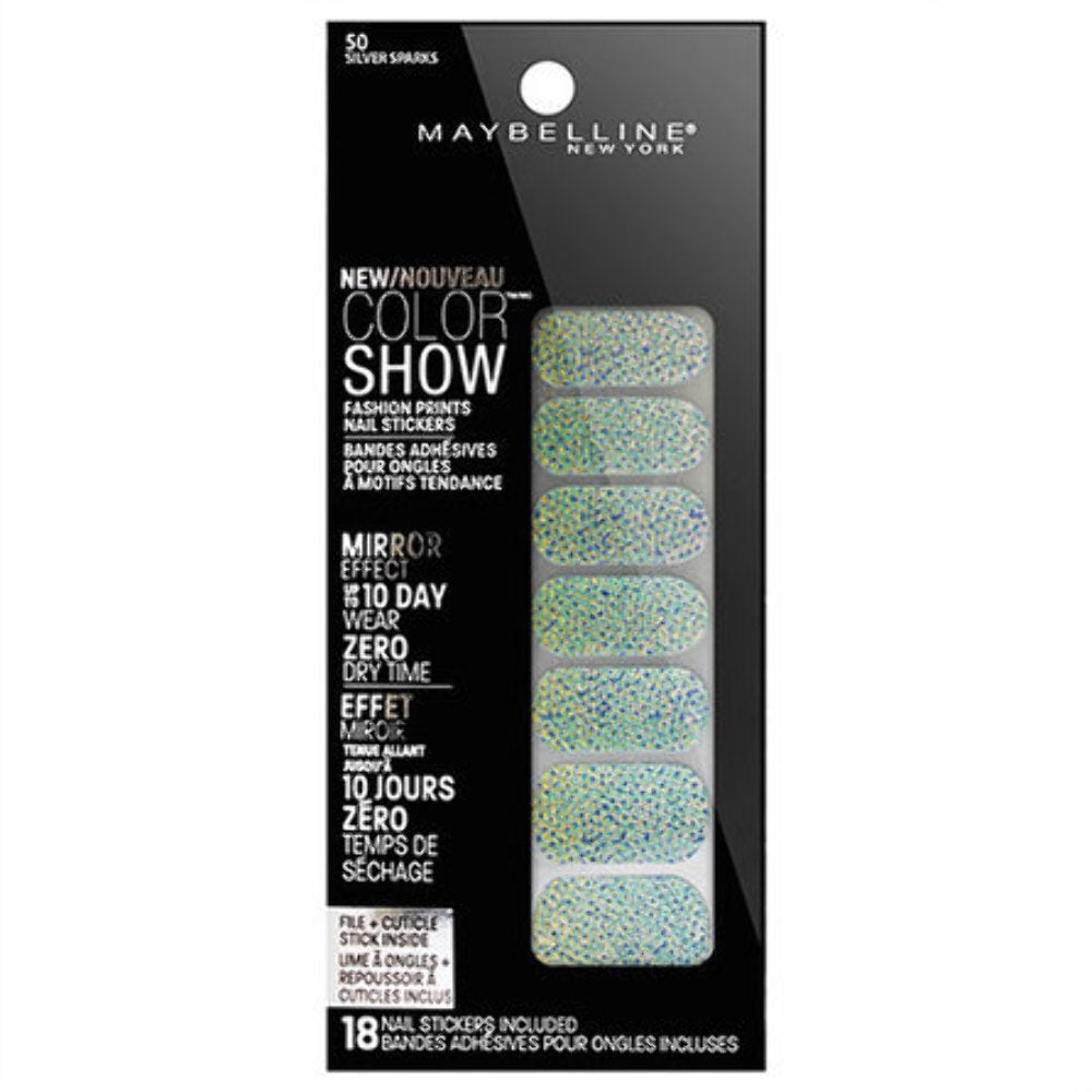 Maybelline Limited Edition Color Show Fashion Prints Mirror Effect Nail Stickers - 50 Silver Sparks