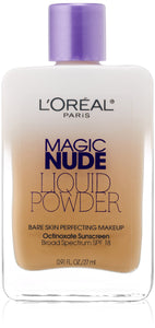 L'Oreal Paris Magic Nude Liquid Powder Bare Skin Perfecting Makeup SPF 18, Natural Beige, 0.91 Ounces